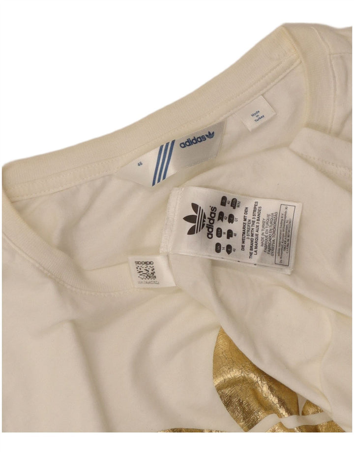 Adidas T-shirt graphique pour femme UK 14 en coton blanc moyen