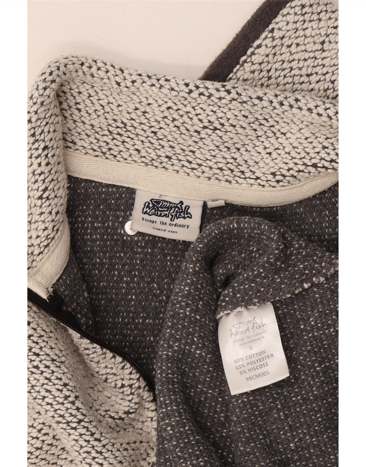 Weird Fish Sweat-shirt à col zippé pour homme Petit gris chiné en coton