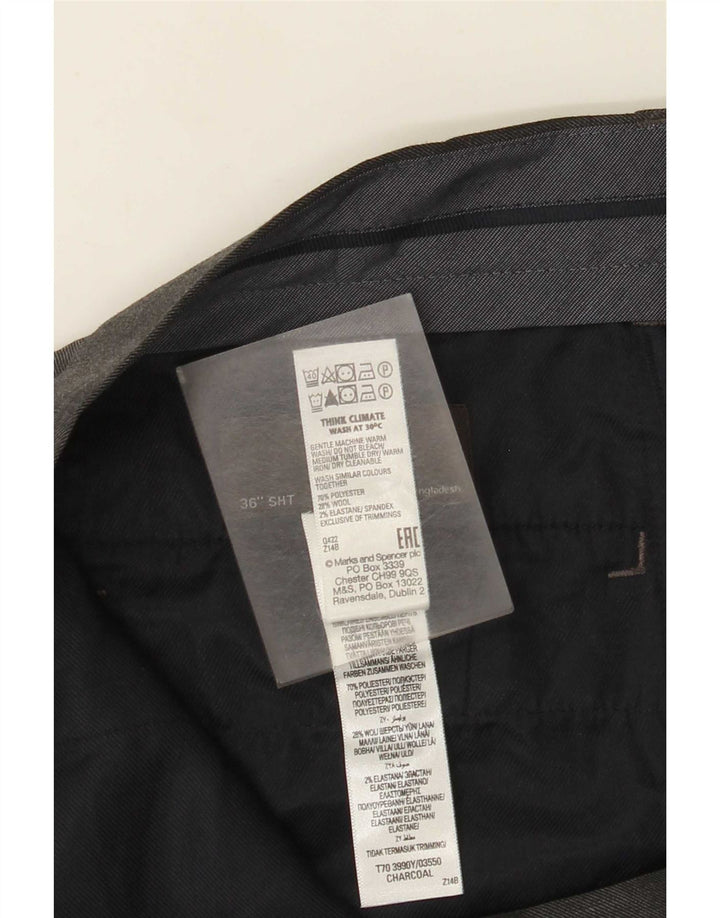 Marks & Spencer Pantalon de costume coupe classique pour homme W36 L29 Gris Polyester