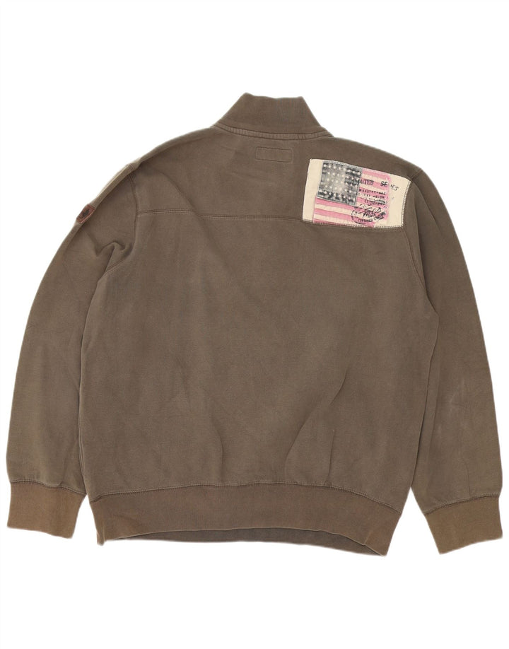 Marks & Spencer Sweat-shirt graphique à col boutonné pour homme 2XL en coton marron