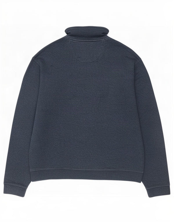Izod Sweat-shirt col zippé pour homme en coton moucheté bleu marine moyen