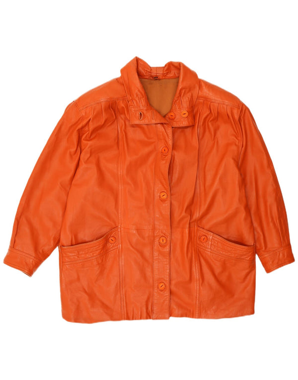 VINTAGE Veste en cuir surdimensionnée pour femme IT 44 Orange moyen