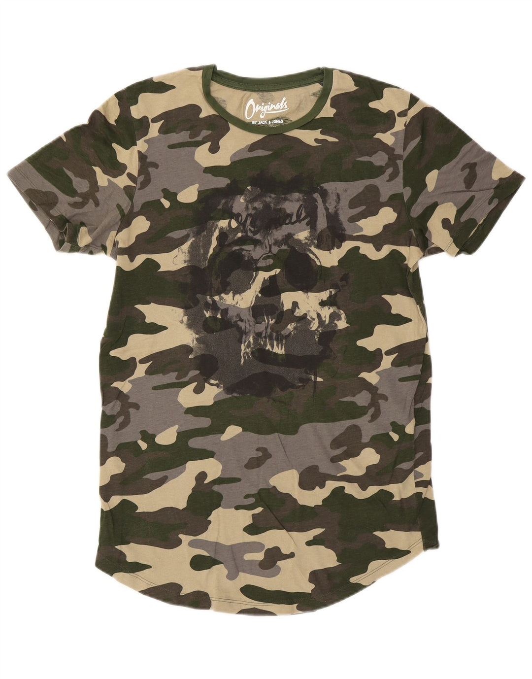 Jack & Jones T-Shirt Graphique Haut Camouflage Coton Vert Moyen Homme