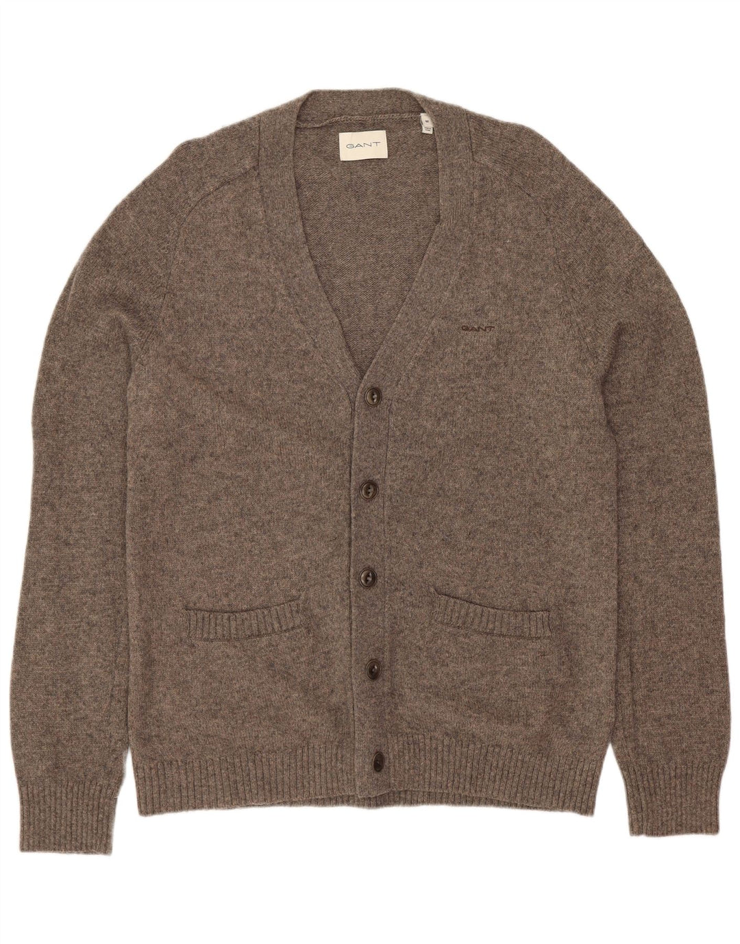 Gant Cardigan Pull Homme Gris Moyen Lambswool