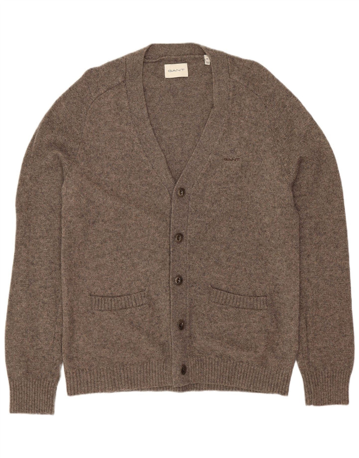 Gant Cardigan Pull Homme Gris Moyen Lambswool