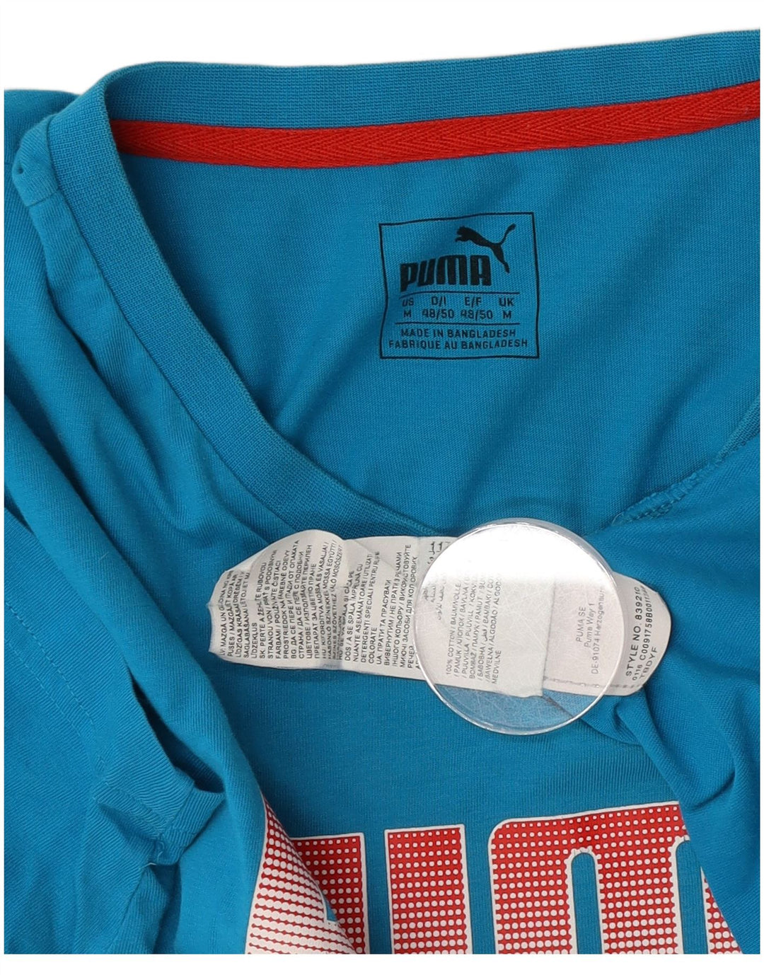 Puma T-Shirt Graphique Homme Bleu Moyen Coton