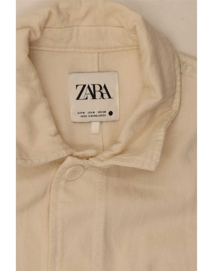 Zara Veste utilitaire pour femme UK 14 Medium Off White Cotton
