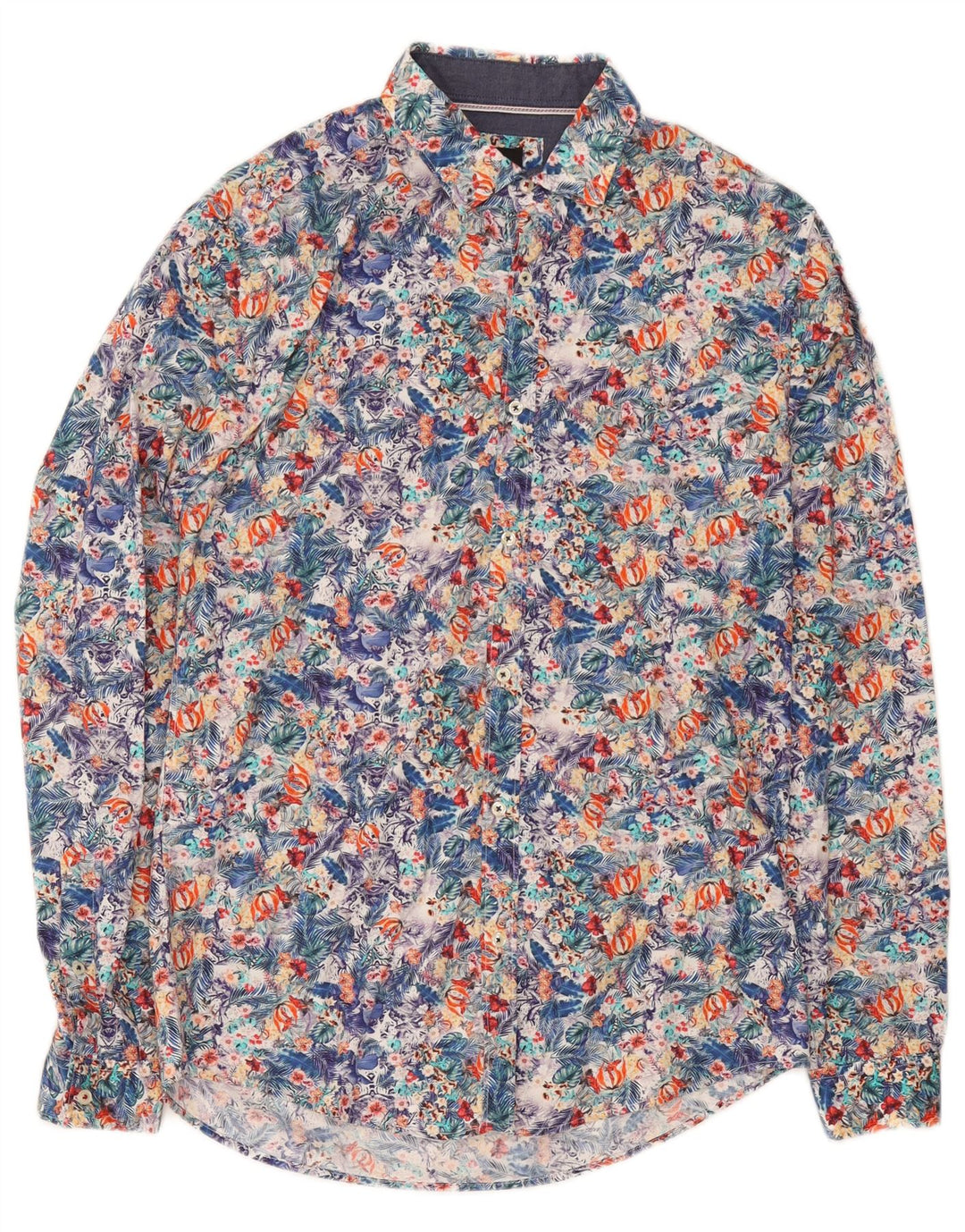 Zara Chemise Slim Fit Medium Multicolore Floral Coton