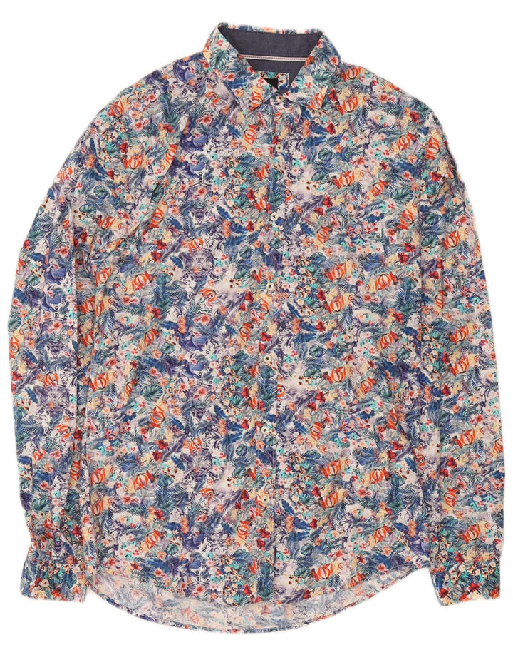 Zara Chemise Slim Fit Medium Multicolore Floral Coton