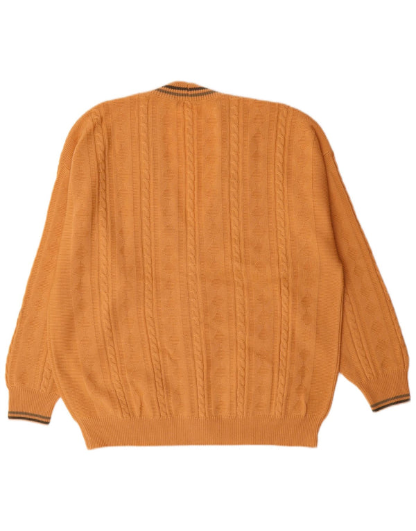 IL GRANCHIO Cardigan Homme Pull Large Jaune Laine Vierge Classique