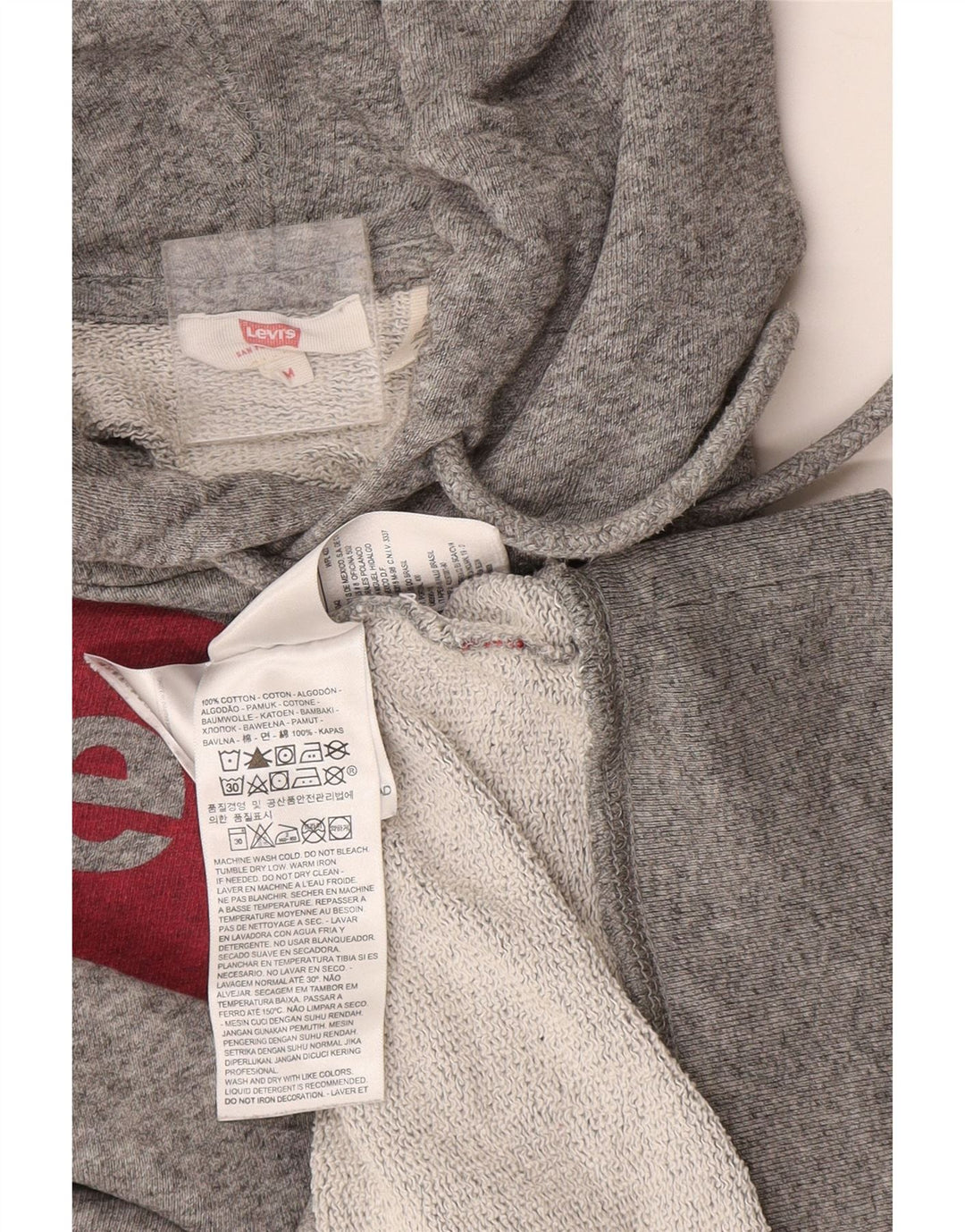 Levi's Pull à Capuche Graphique Homme Gris Moyen Moucheté Coton
