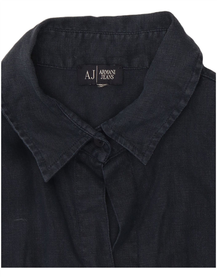 Armani Chemise à manches courtes pour femme UK 10 Small Bleu marine