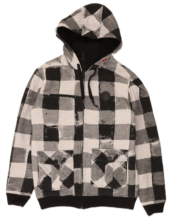 Quiksilver Pull à capuche zippé pour homme en coton vichy noir moyen
