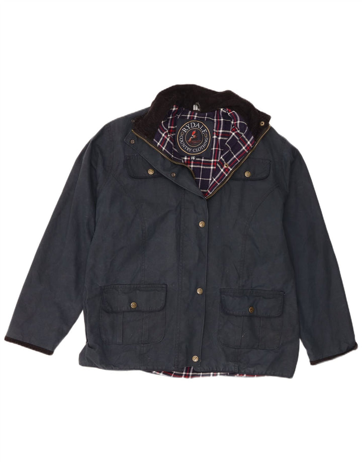 Rydale Veste en coton ciré pour femme UK 16 Large Bleu marine