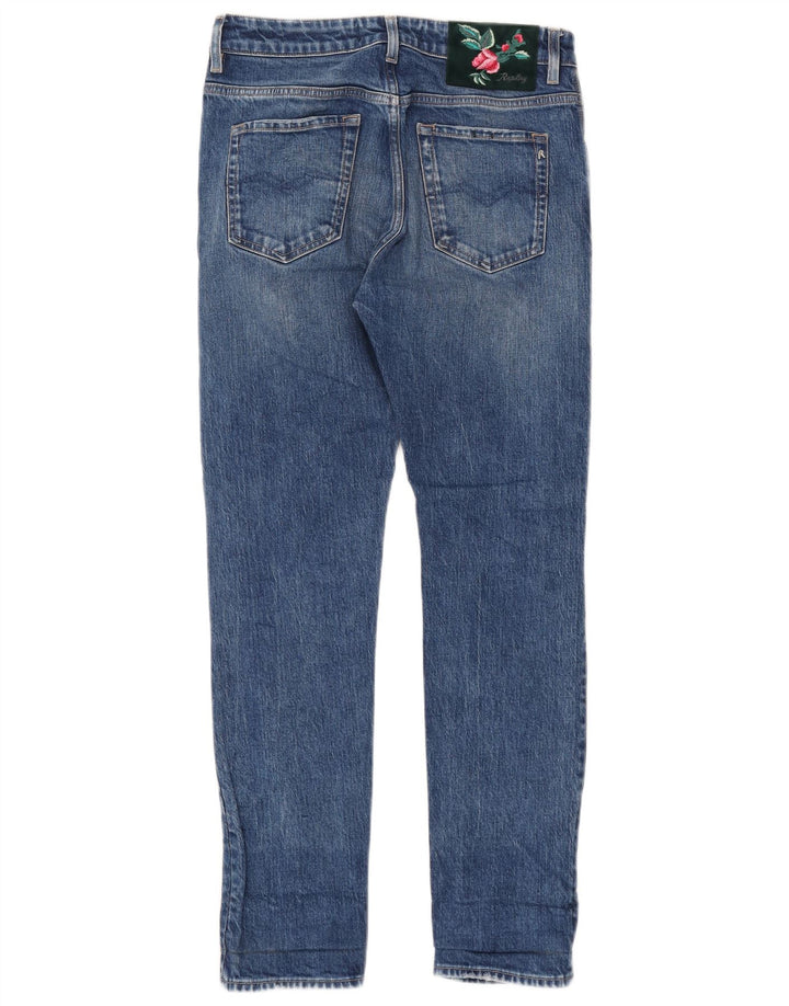REPLAY Jean Slim Effet Déchiré W28 L30 Bleu Coton Femme