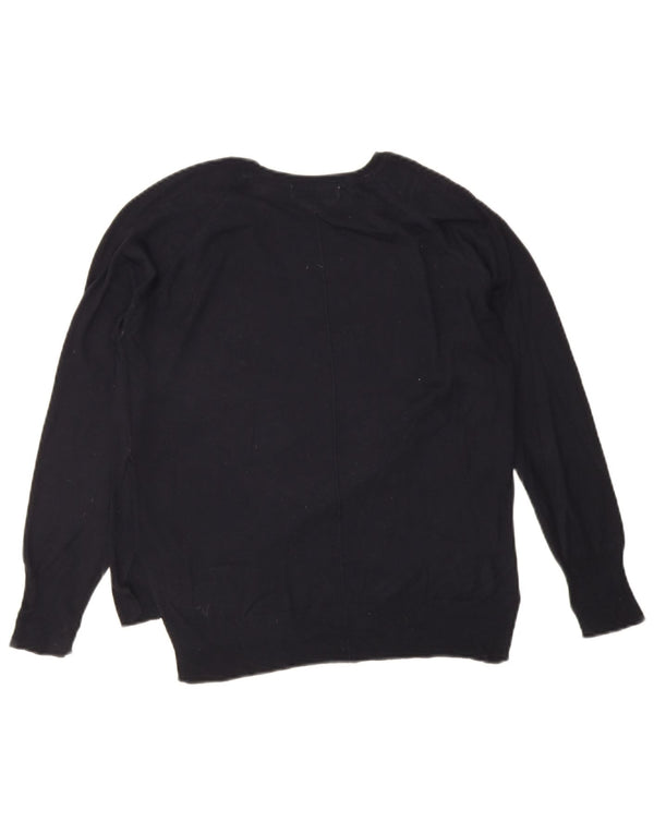 Zara Pull surdimensionné à col bateau pour femme UK 10 Petit Bleu marine