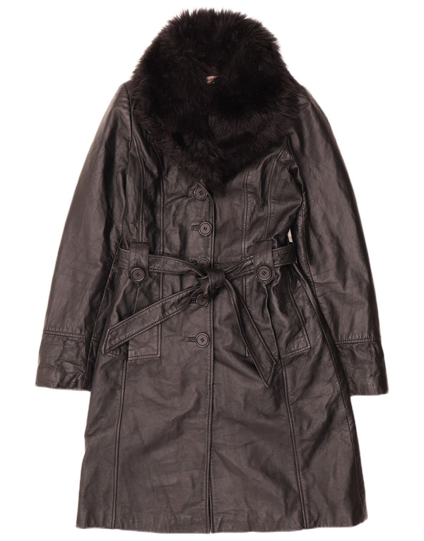 Orsay Manteau en cuir pour femme UK 10 Petit Noir