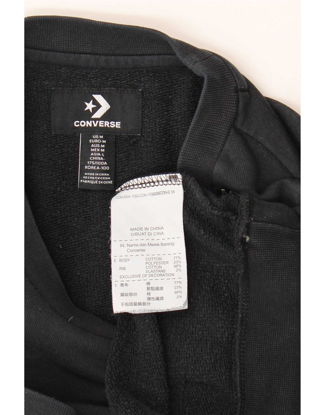 Converse Sweat-shirt en coton noir moyen pour homme