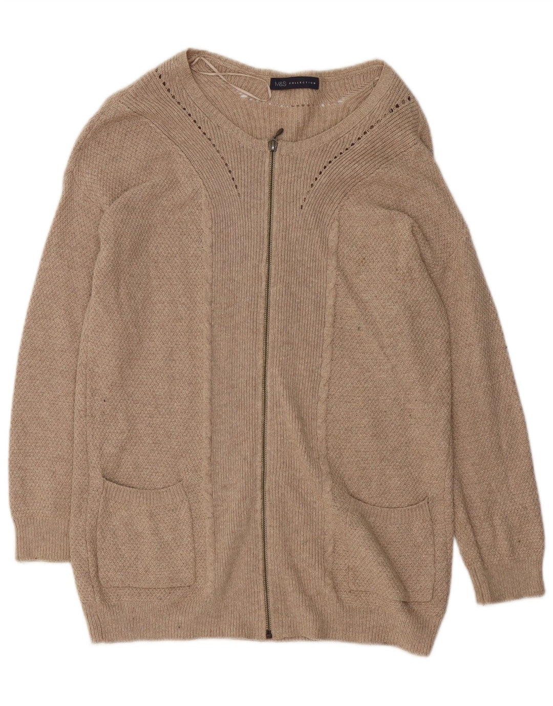 Marks & Spencer Pull cardigan long surdimensionné pour femme UK 8 Small Beige