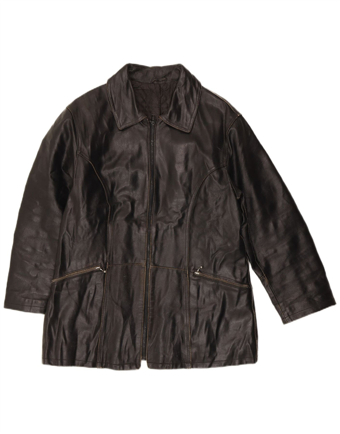 Veste en cuir femme VINTAGE IT 42 cuir noir moyen