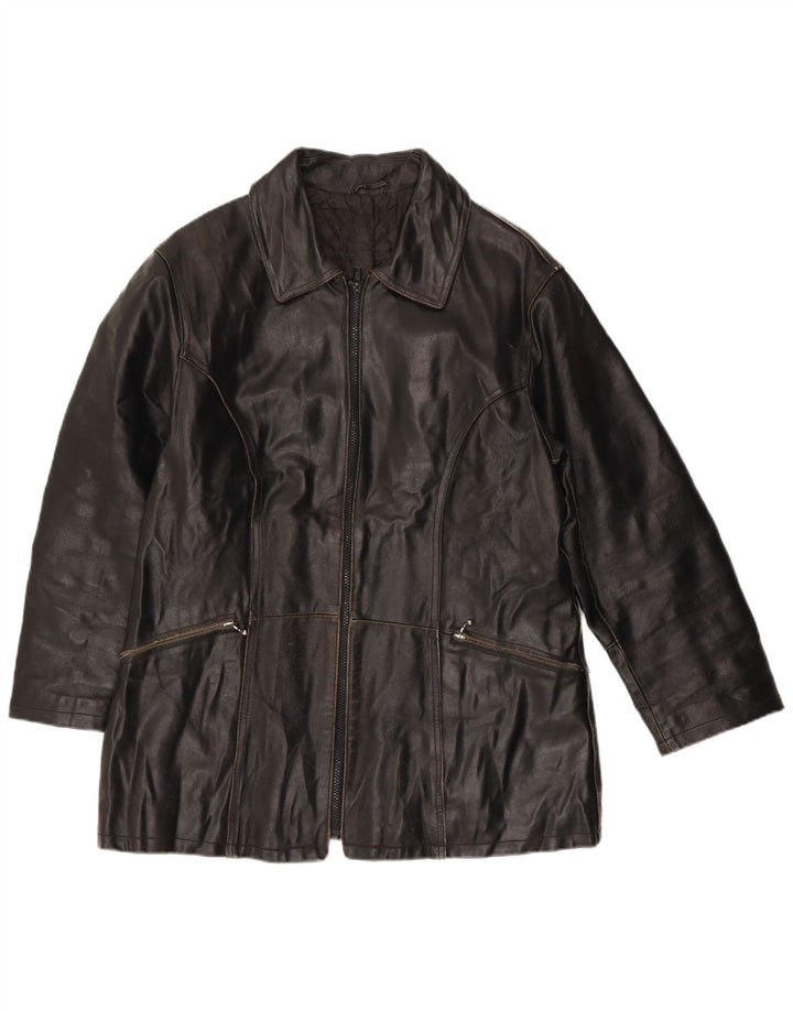 Veste en cuir femme VINTAGE IT 42 cuir noir moyen