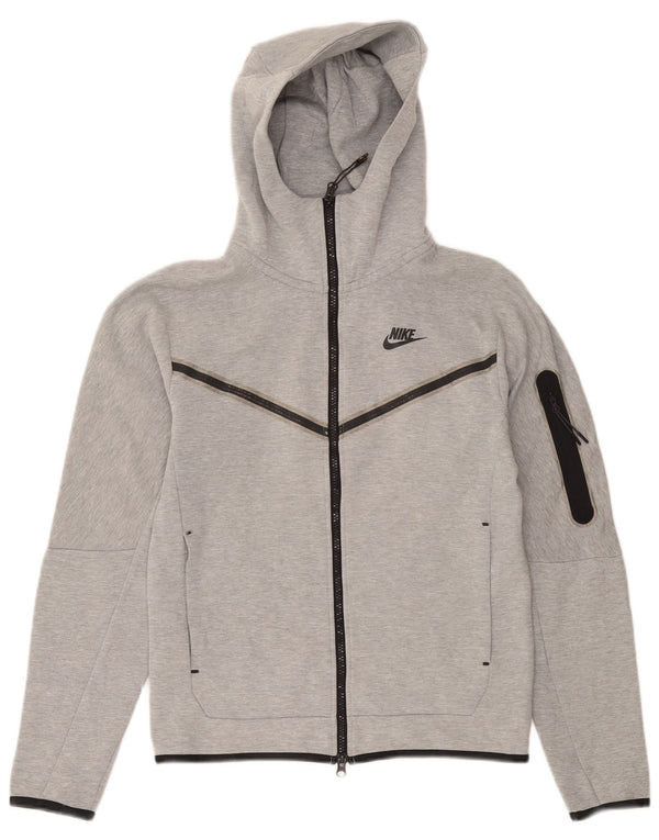 Nike Pull à capuche zippé surdimensionné pour femme UK 6 XS Gris Coton