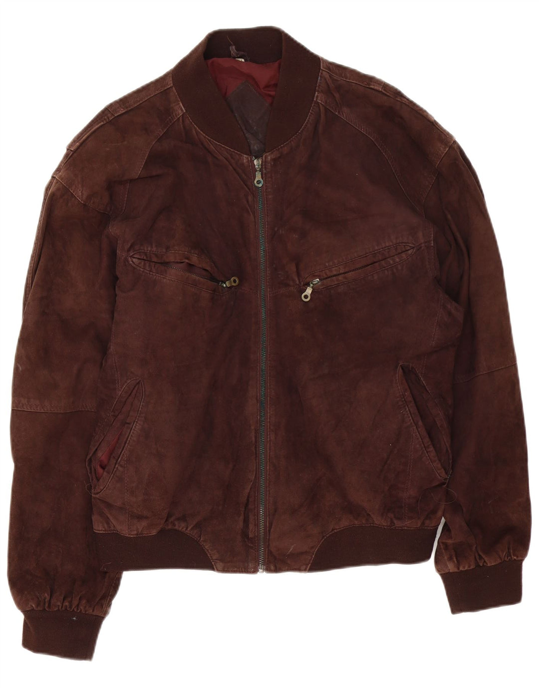 vintage Mens Suede Bomber Jacket UK 42 XL Cuir Marron
