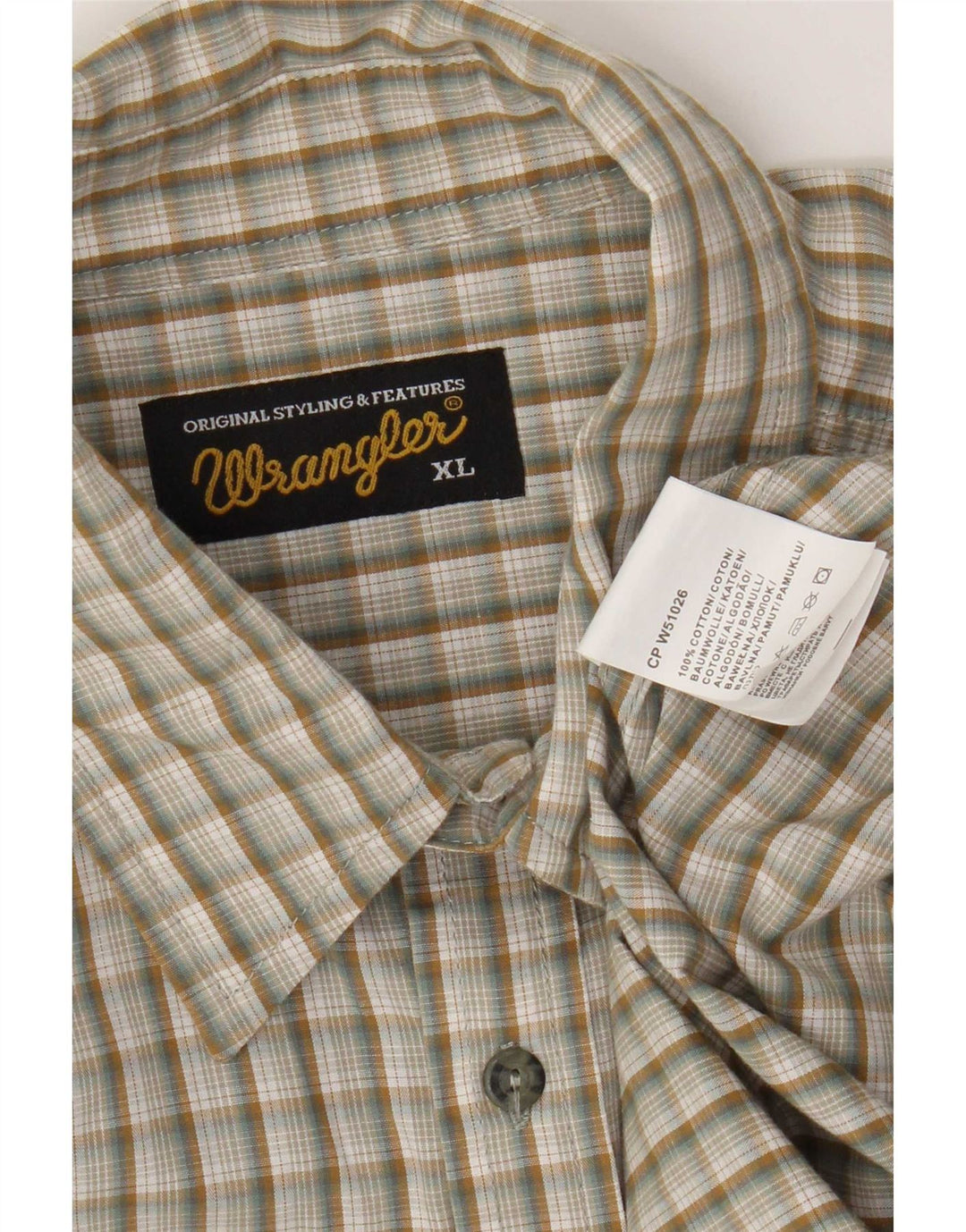 Wrangler Chemise Homme XL Beige Carreaux Coton