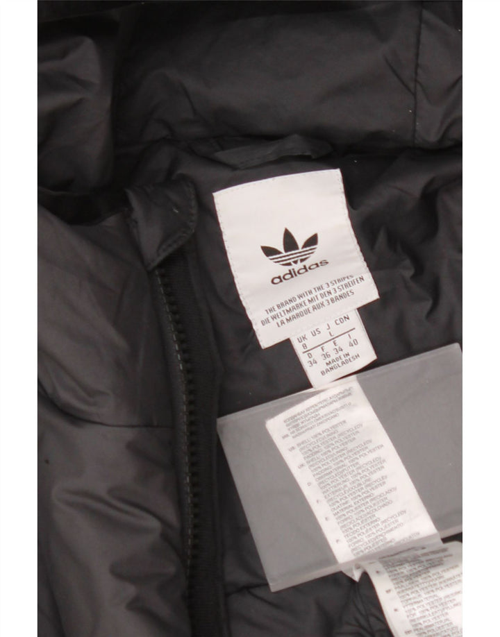 ADIDAS Veste rembourrée à capuche pour femme UK 8 Small Noir Polyester