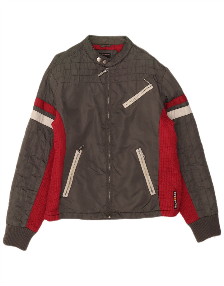 Energie Veste Bomber Homme UK 40 Large Gris Colorblock