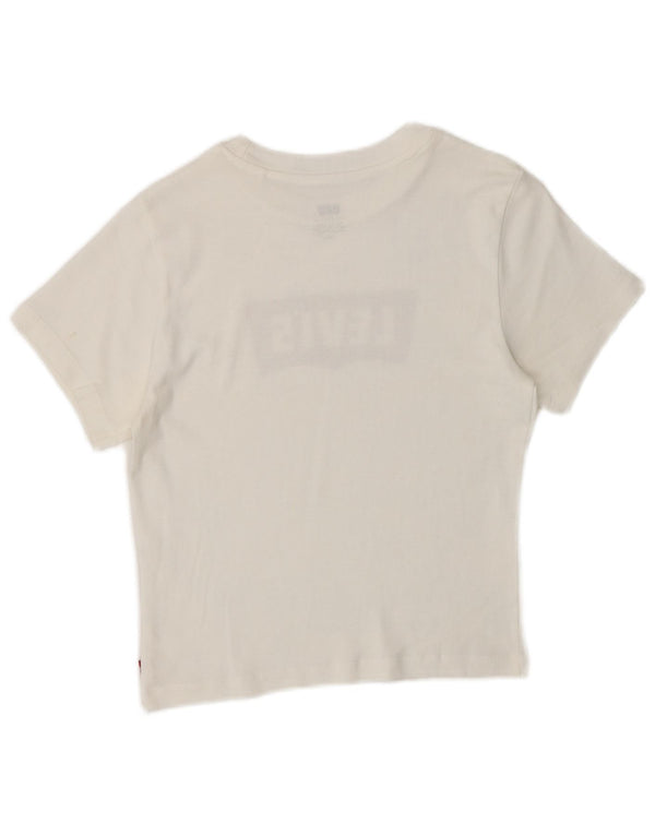 Levi's T-Shirt Crop Graphique Femme UK 8 Small Blanc