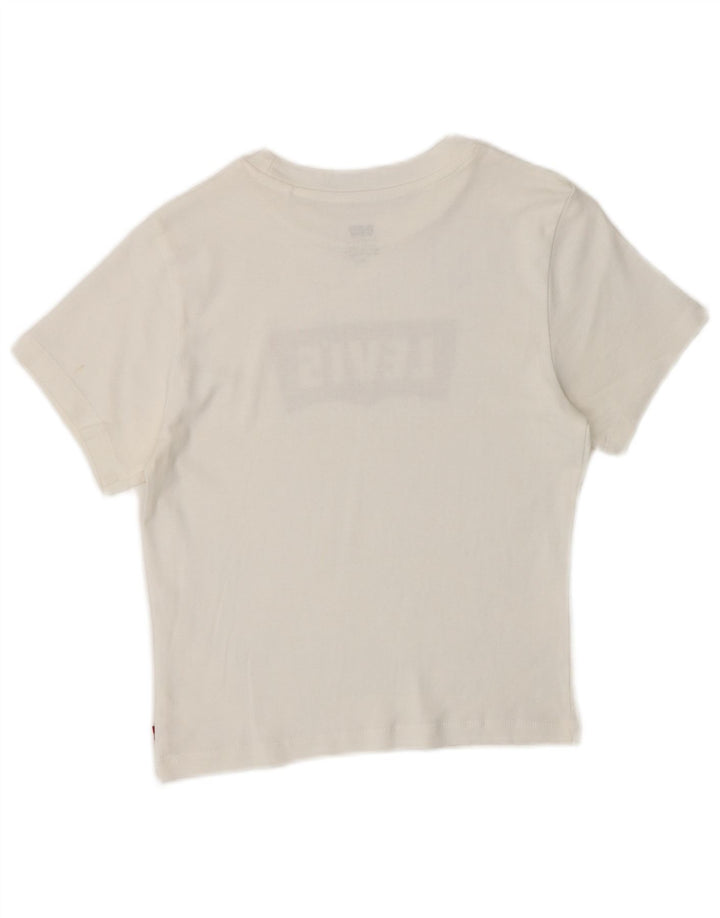 Levi's T-Shirt Crop Graphique Femme UK 8 Small Blanc