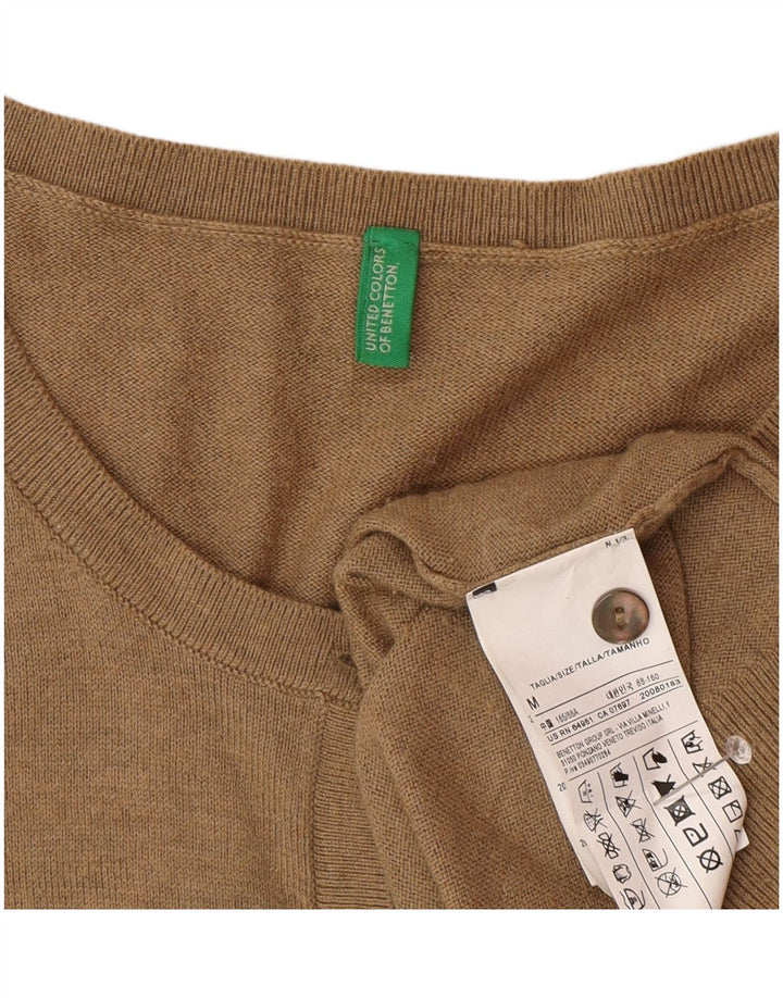 Benetton Pull Cardigan Femme UK 12 Marron Moyen Polyamide