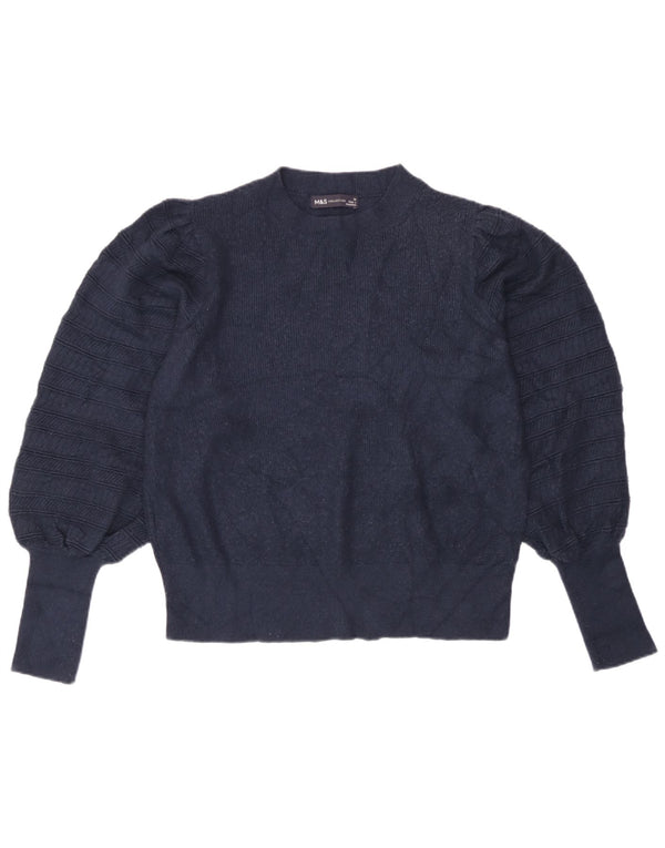 Marks & Spencer Womens Boat Neck Jumper Sweater UK 14 Large Navy Blue