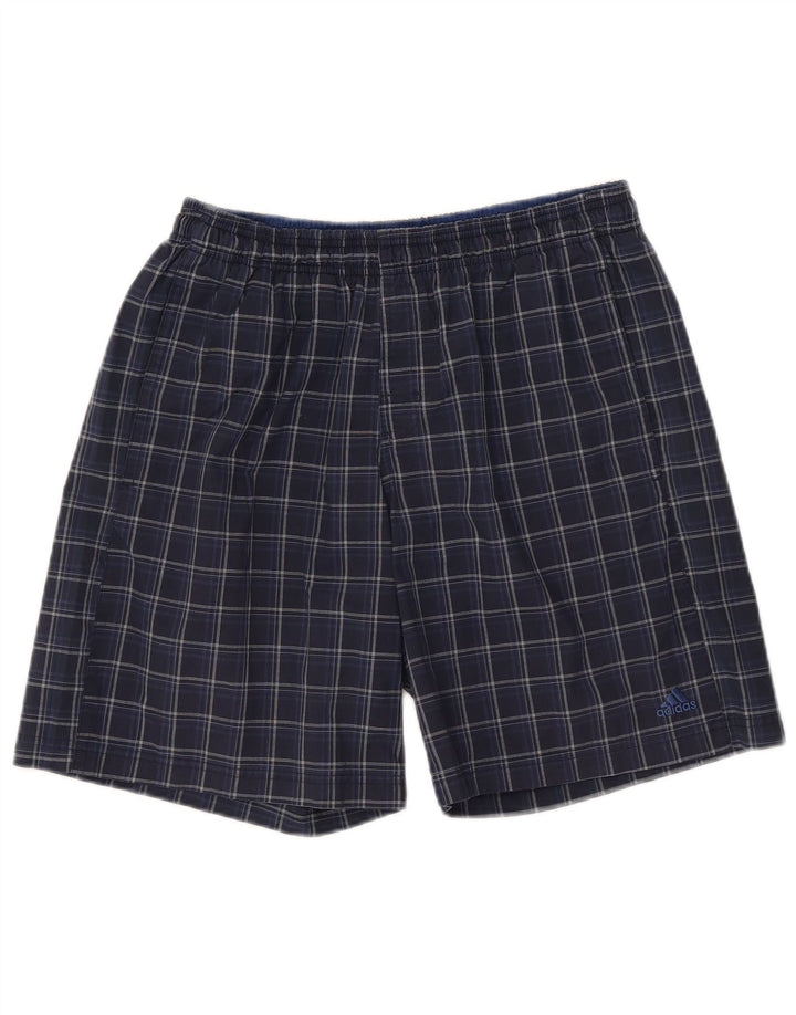Adidas Short de bain pour homme en polyester à carreaux bleus