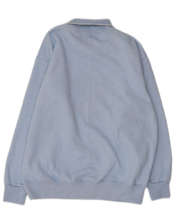 VINTAGE Femme Polo Neck Jumper Pull UK 14 Papillon Floral Bleu Moyen