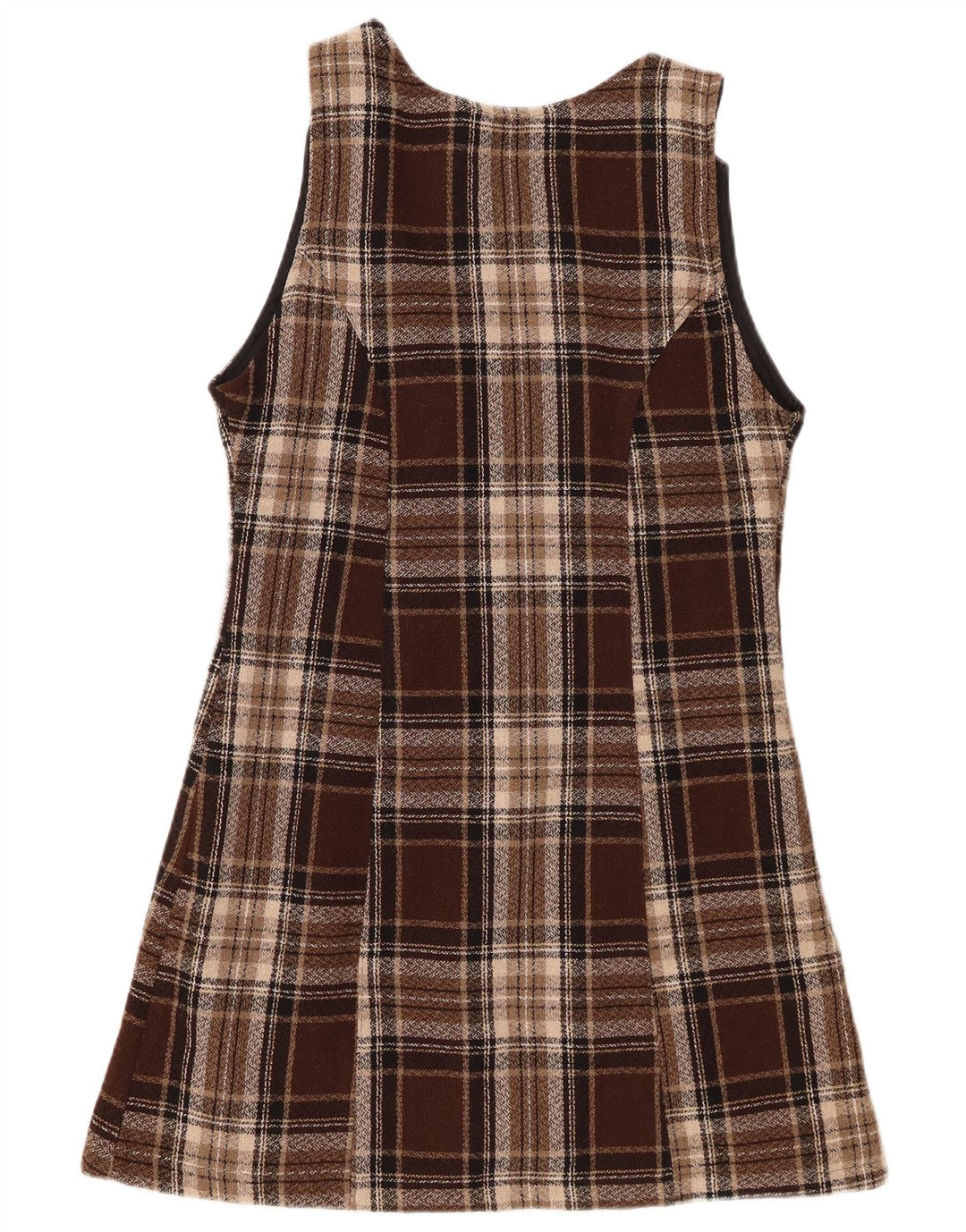 Robe trapèze sans manches pour femme vintage IT 44 Carreaux marron moyen