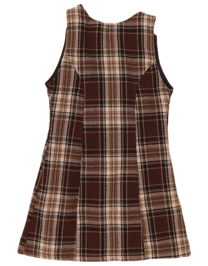 Robe trapèze sans manches pour femme vintage IT 44 Carreaux marron moyen