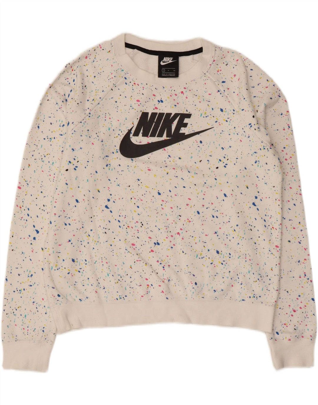 Nike Sweat-shirt surdimensionné graphique pour femme UK 10 Petit Blanc à pois