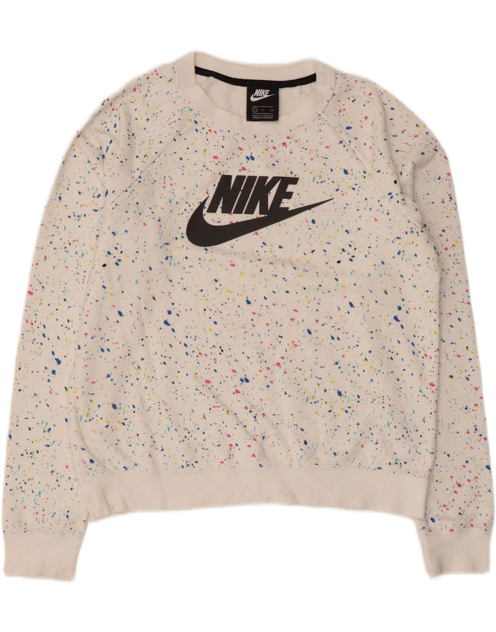 Nike Sweat-shirt surdimensionné graphique pour femme UK 10 Petit Blanc à pois