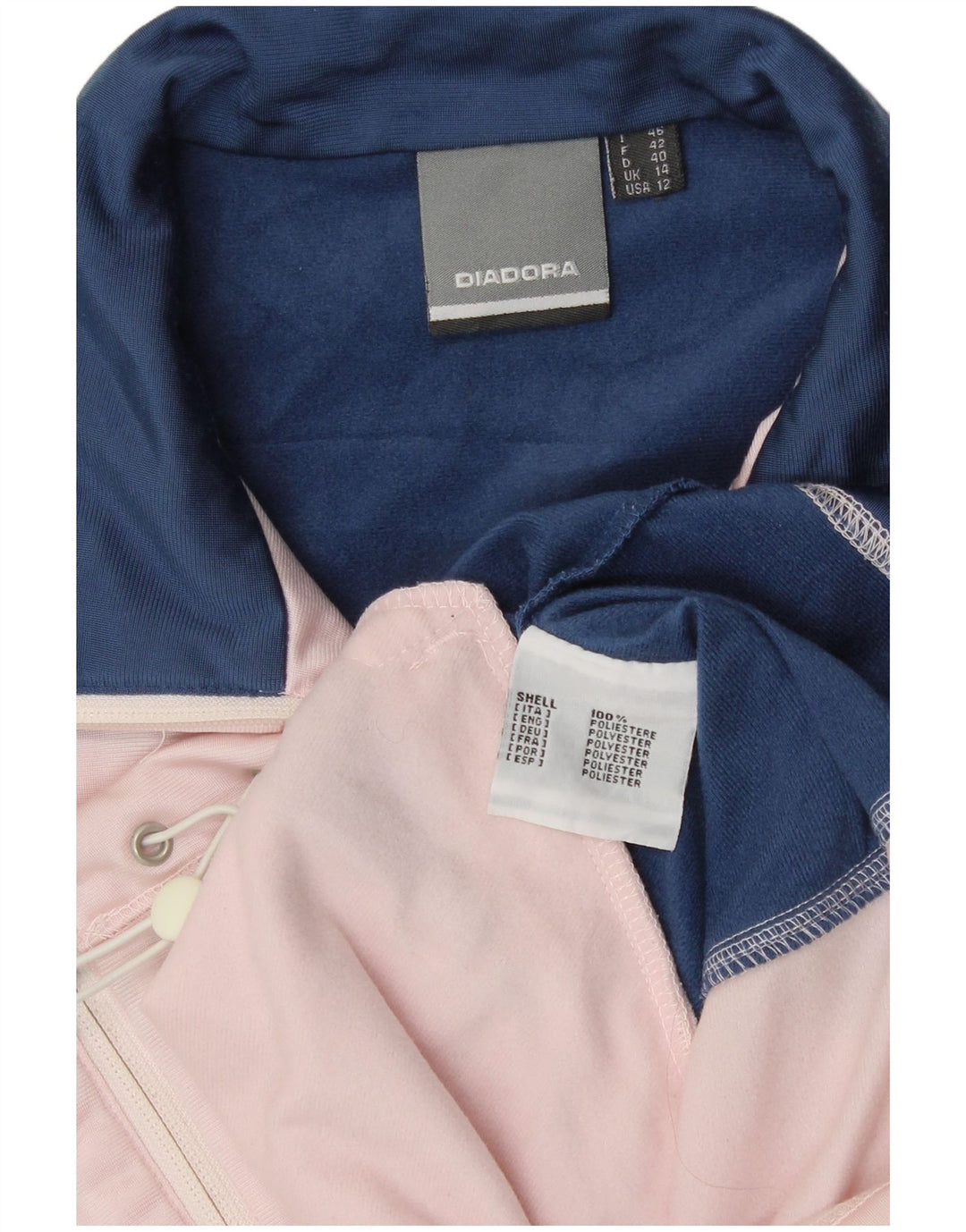 Diadora Veste de survêtement pour femme UK 14 Large Bleu Colorblock Polyester