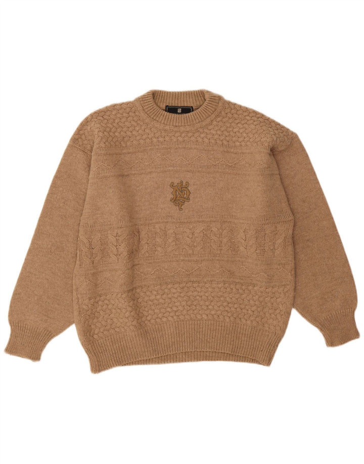 Tobia System Pull ras du cou pour homme IT 48 laine beige moyen
