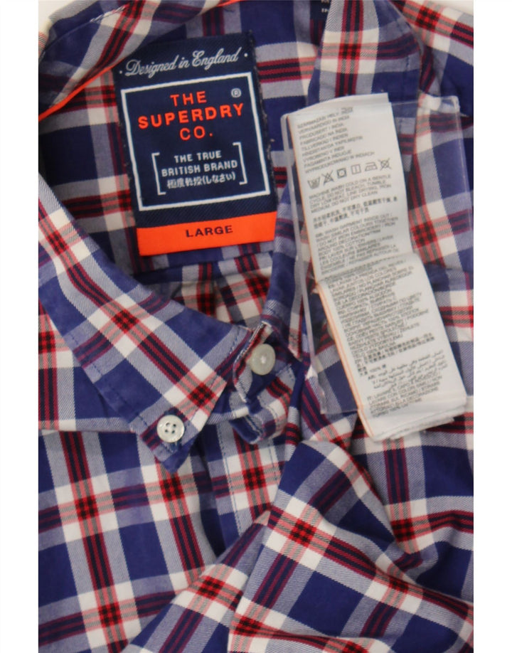 Superdry Chemise Homme Grand Carreau Bleu Coton