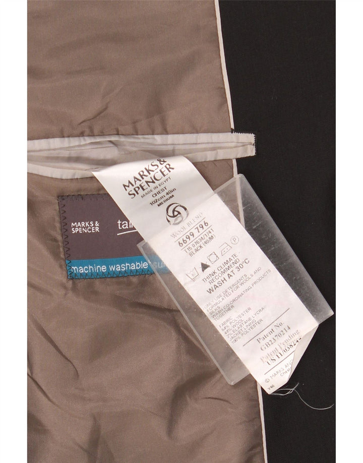 Marks & Spencer Veste blazer à 3 boutons pour homme UK 40 Large Noir Polyester