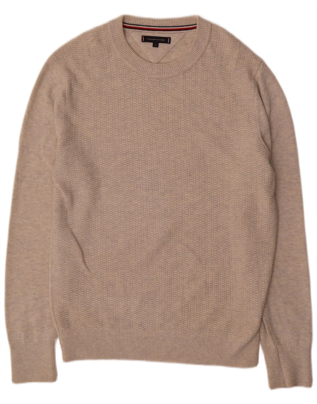 Tommy Hilfiger Pull à col rond pour homme Large Beige