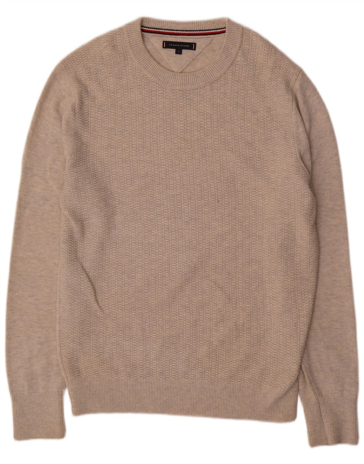 Tommy Hilfiger Pull à col rond pour homme Large Beige