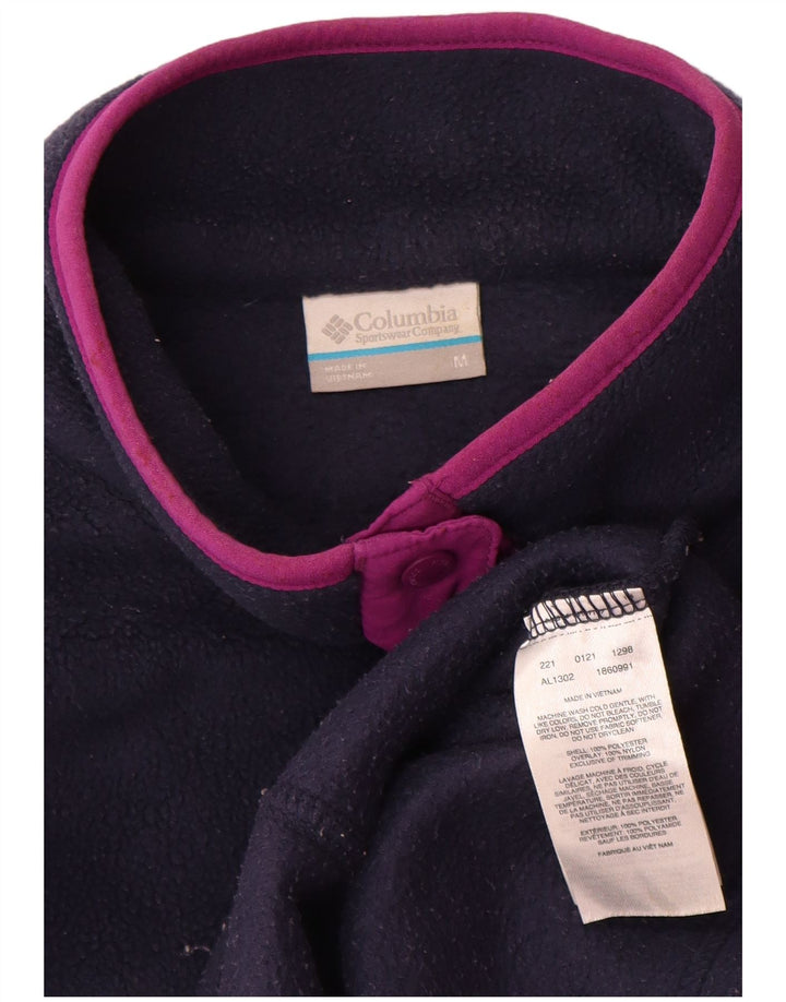 Columbia Pull polaire à col boutonné pour femme UK 14 Bleu marine moyen Polyester