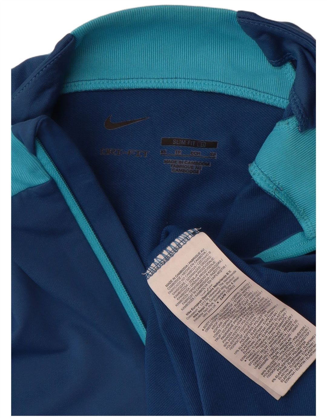 Nike Dri Fit Zip Neck Slim Pull Survêtement Haut XS Bleu Géométrique