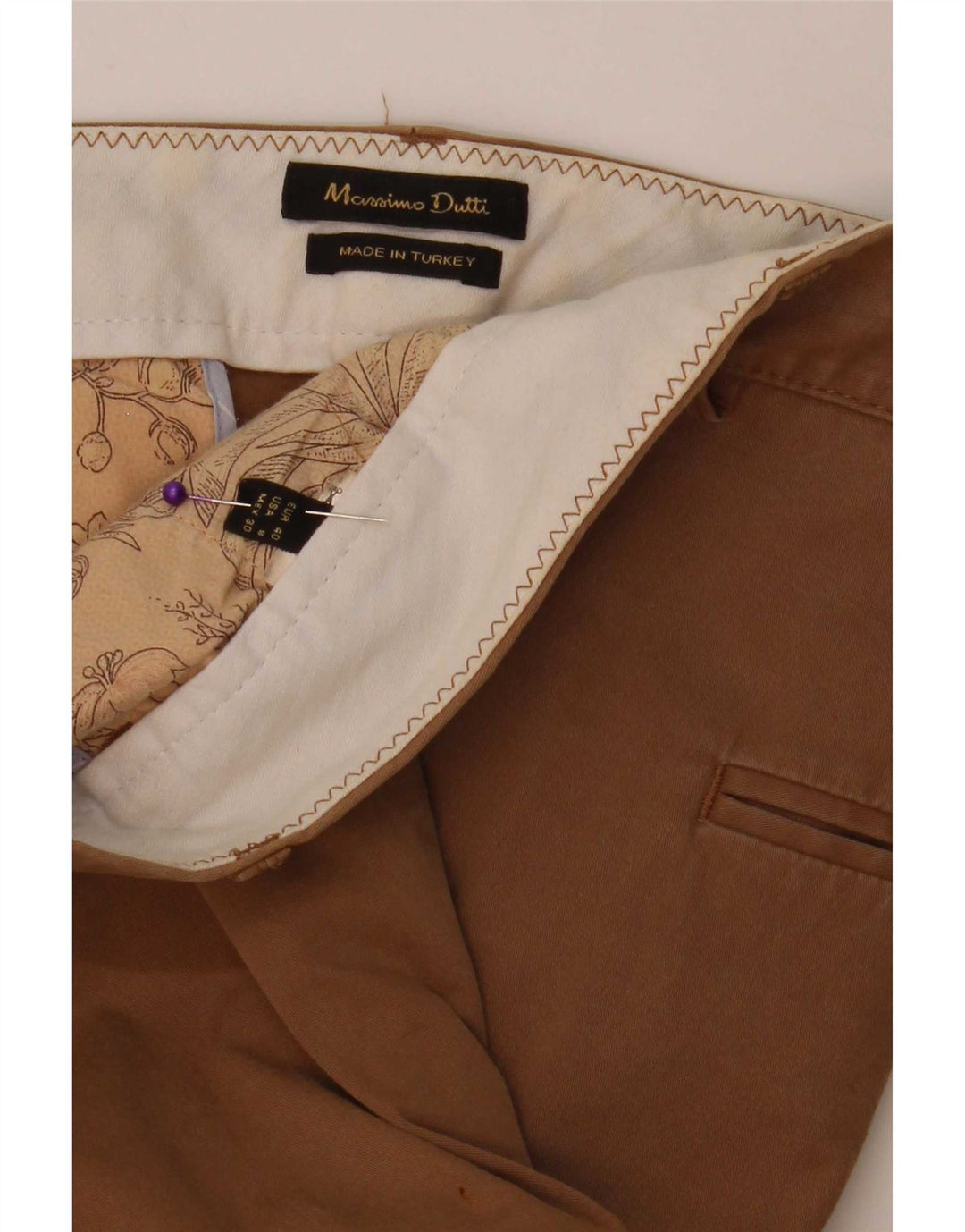 Massimo Dutti Pantalon Chino Slim Femme EU 40 Moyen W30 L30 Beige