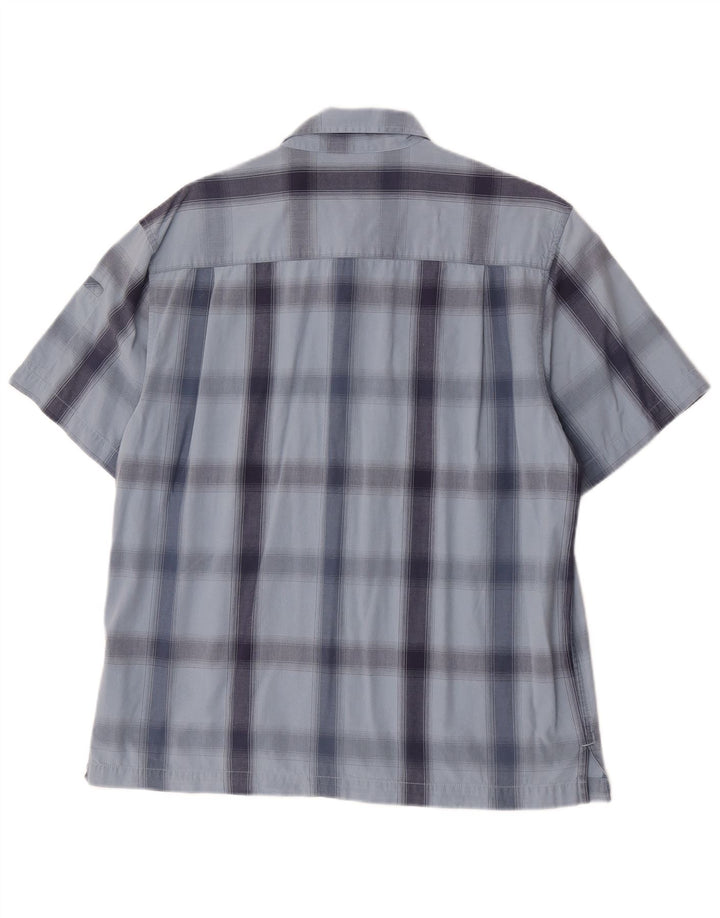 Wrangler Chemise à manches courtes pour homme en coton à carreaux bleus